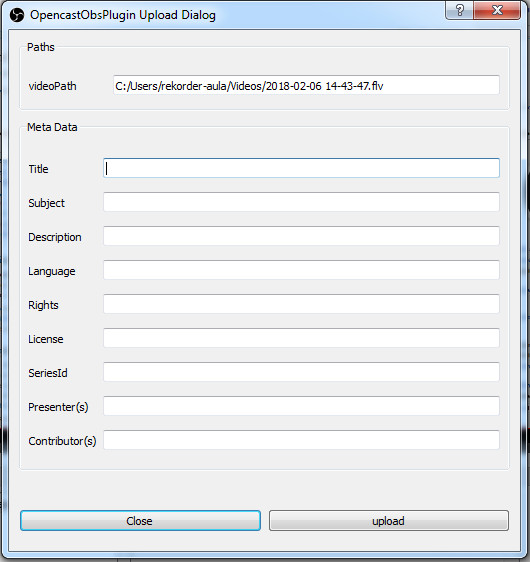 upload dialog