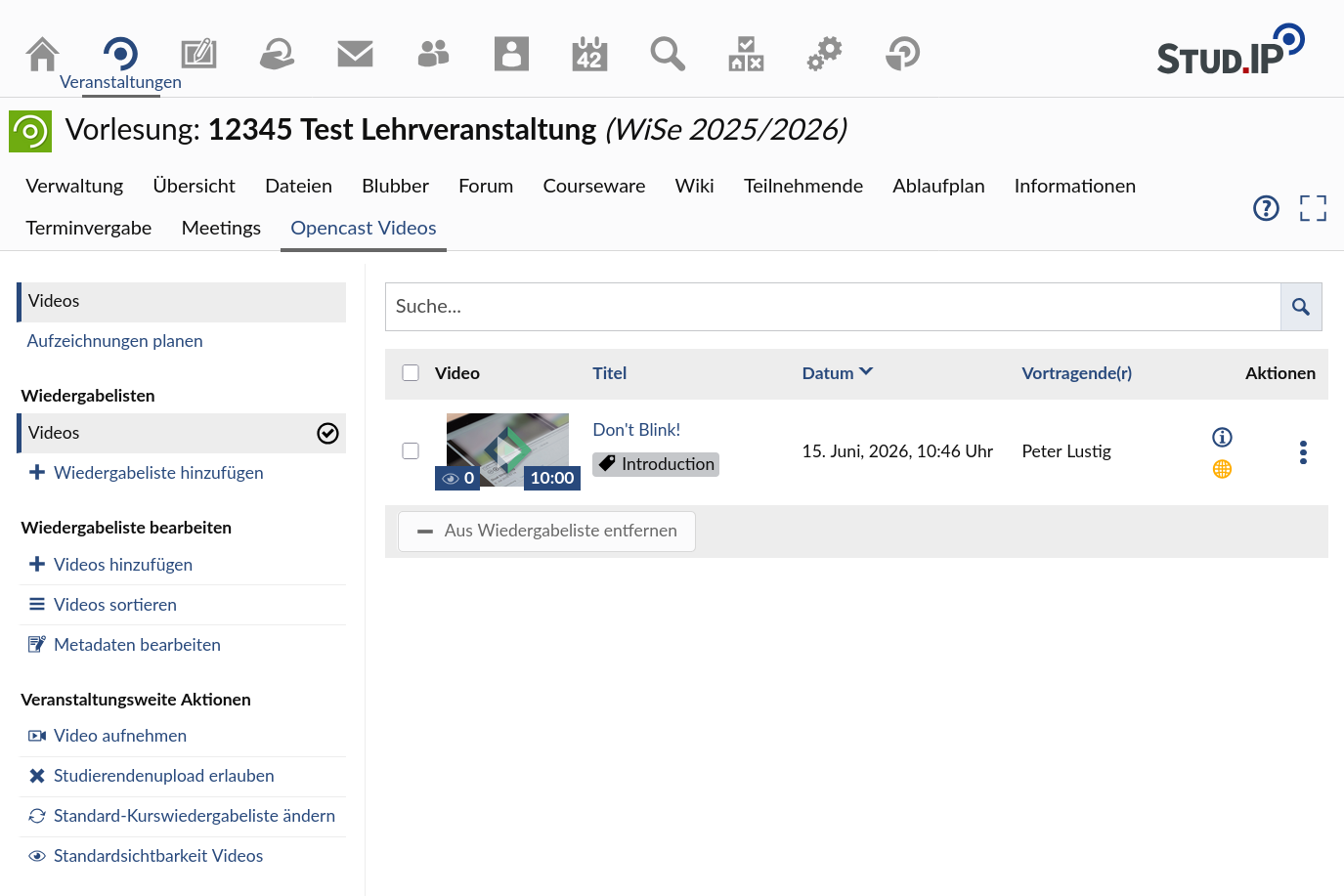 Das Opencast-Stud.IP-Plugin