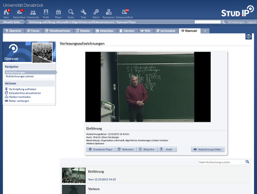 Das Opencast-Stud.IP-Plugin